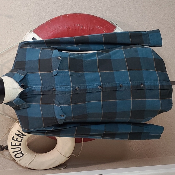 Women's Filson Scout Guide Plaid Shirt Teal Black Gold - Picture 5 of 11